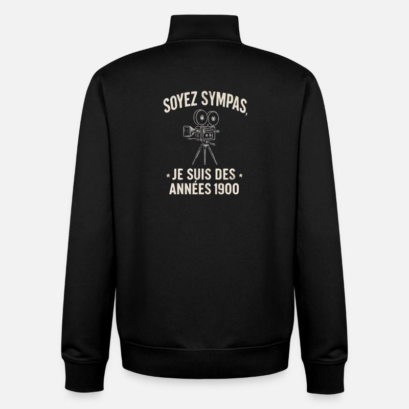 Soyez Sympas Années 1900 Caméra Rétro - Sweat zippé unisexe en coton bio Stanley/Stella - noir