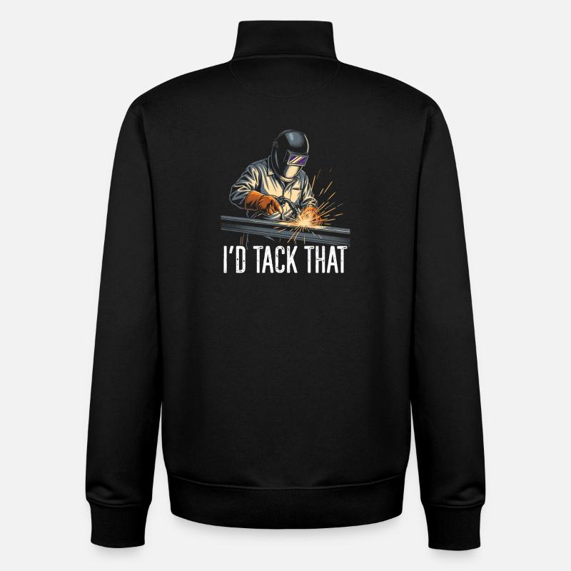 Welding Sparks I'D TACK THAT - Unisex Organic Zip Sweatshirt by Stanley/Stella - black