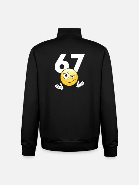 Numer 67 z emotikonem - Unisex Organic Zip Sweatshirt by Stanley/Stella - black