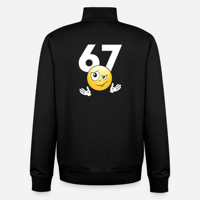 Numer 67 z emotikonem - Unisex Organic Zip Sweatshirt von Stanley/Stella - Schwarz
