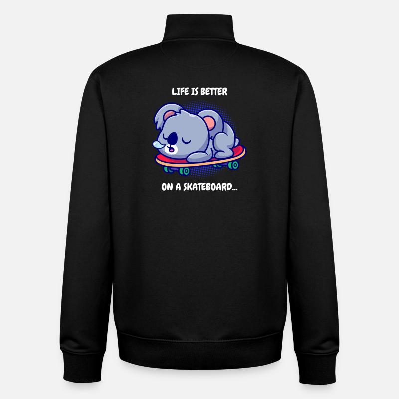 Koala auf Skateboard - Unisex Organic Zip Sweatshirt von Stanley/Stella - Schwarz