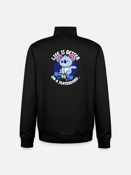 Koala Skateboard Joie de vivre - Unisex Organic Zip Sweatshirt by Stanley/Stella - black