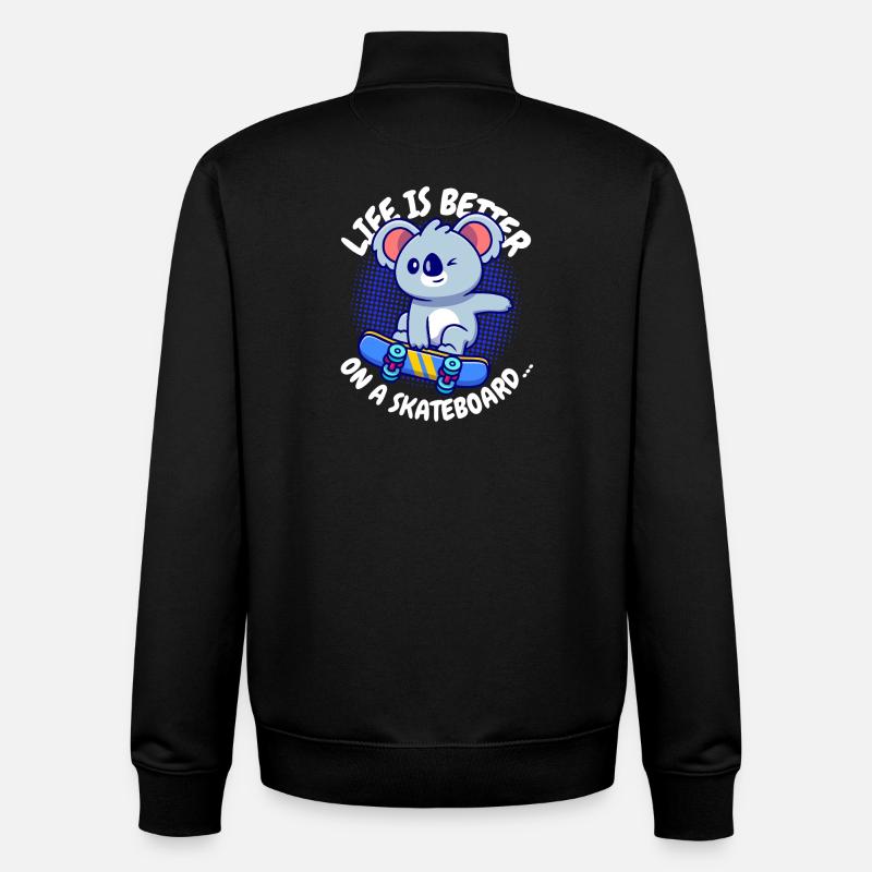 Koala Skateboard Lebensfreude - Unisex Organic Zip Sweatshirt von Stanley/Stella - Schwarz