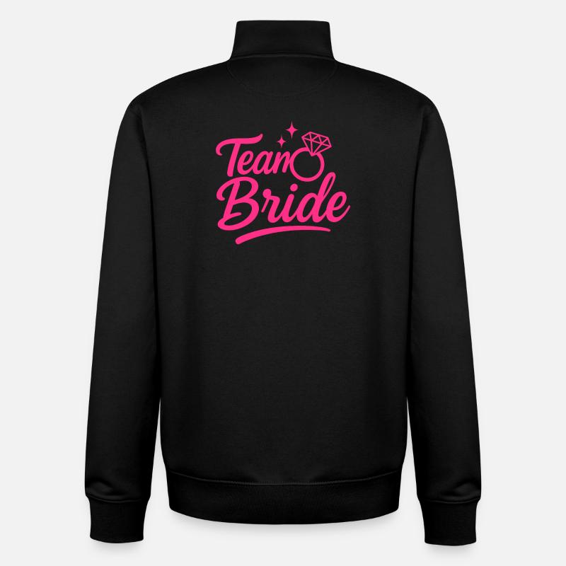 Team Bride Pink Ring Script - Unisex Organic Zip Sweatshirt by Stanley/Stella - black