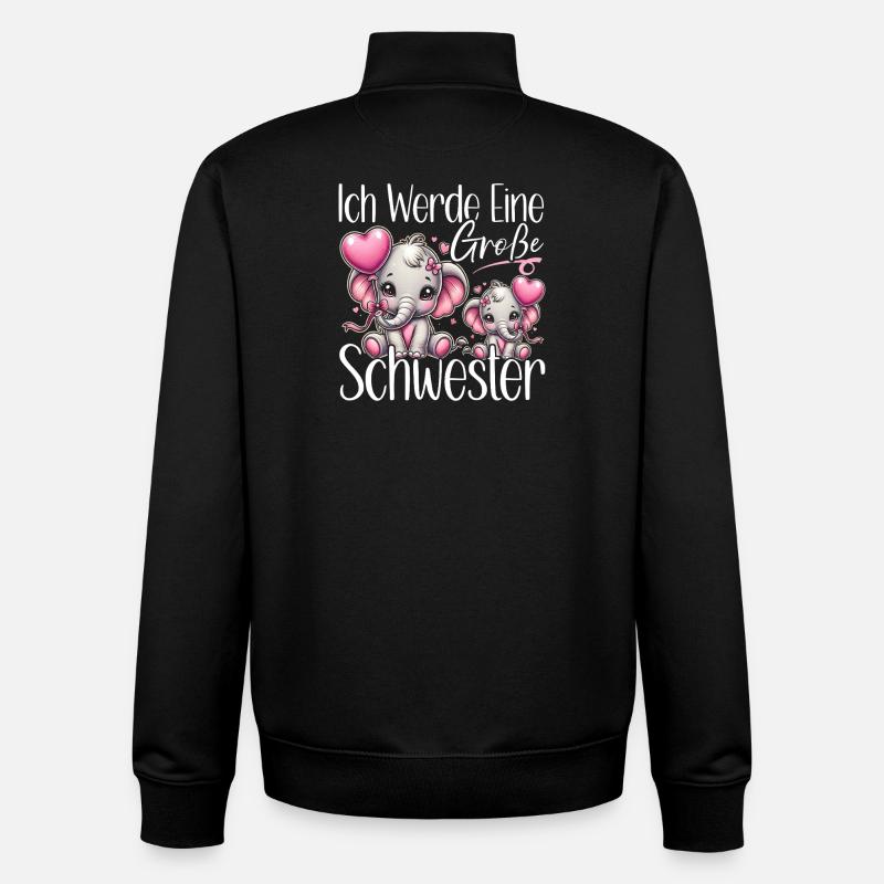 Große Schwester Elefanten Älteres Geschwisterkind - Unisex Organic Zip Sweatshirt von Stanley/Stella - Schwarz