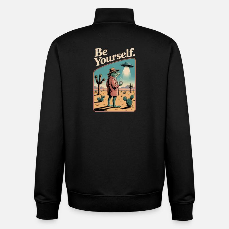 Sois toi-même, crapaud cool - Sweat zippé unisexe en coton bio Stanley/Stella - noir