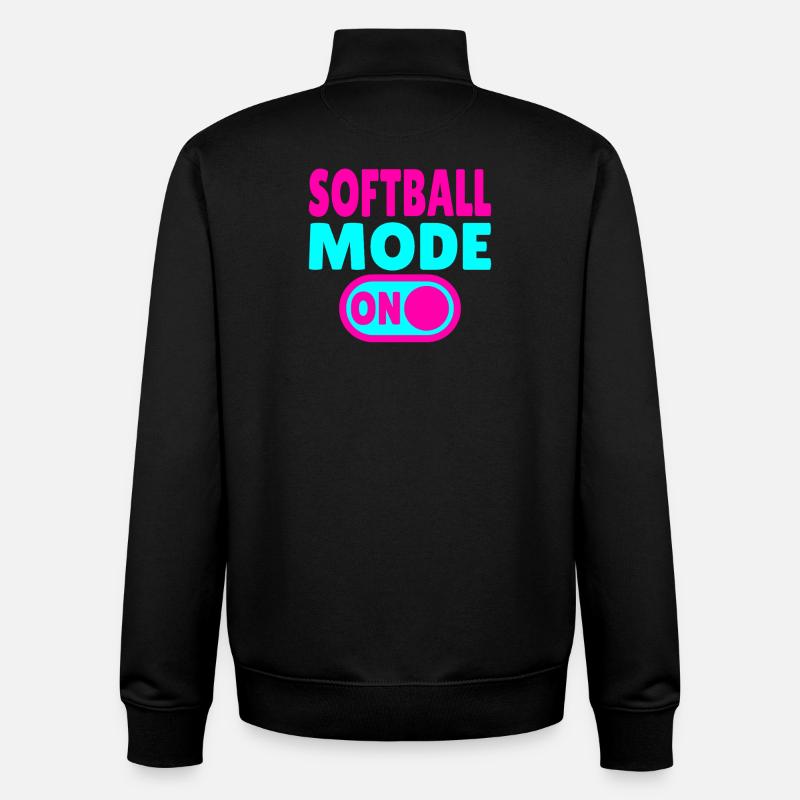 Softball Mode ON - Unisex Organic Zip Sweatshirt by Stanley/Stella - black