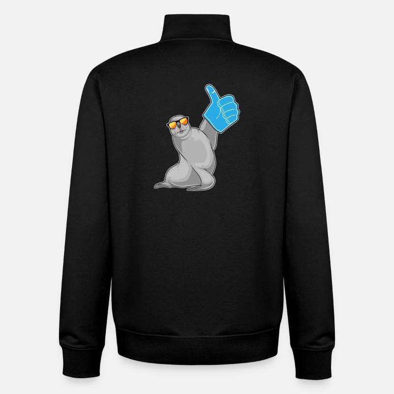 Seehund Daumen hoch - Unisex Organic Zip Sweatshirt von Stanley/Stella - Schwarz