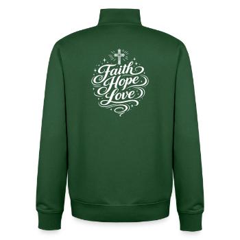 Foi Espoir Amour chrétien - Sweat zippé unisexe en coton bio Stanley/Stella - vert bouteille - Dos - AI Model Male 185 dark (185cm)