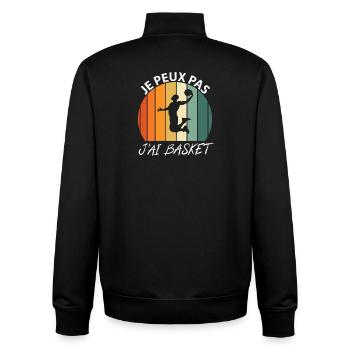 Ich kann nicht, ich habe Basketball - Unisex Organic Zip Sweatshirt von Stanley/Stella - Schwarz - Hinten - AI Model Male 185 light (185cm)