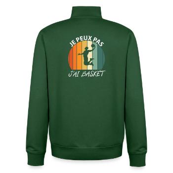 Je peux pas J'ai Basket - Sweat zippé unisexe en coton bio Stanley/Stella - vert bouteille - Dos - AI Model Male 185 dark (185cm)