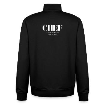 Chef Spruch Verantwortung trägt man - Unisex Organic Zip Sweatshirt von Stanley/Stella - Schwarz - Hinten - AI Model Male 185 light (185cm)
