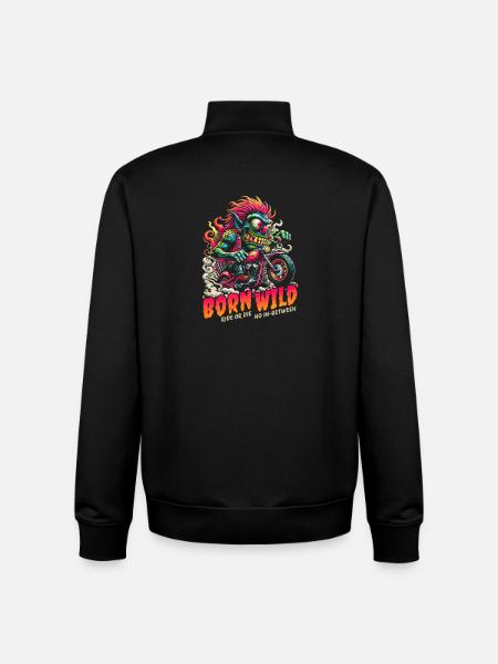 Né Monstre Moto Sauvage Neon - Sweat zippé unisexe en coton bio Stanley/Stella - noir
