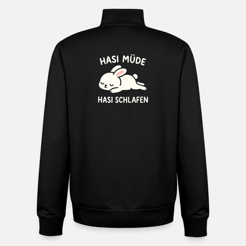Hasi müde – Hasi schlafen | Süßer Hase - Unisex Organic Zip Sweatshirt von Stanley/Stella - Schwarz