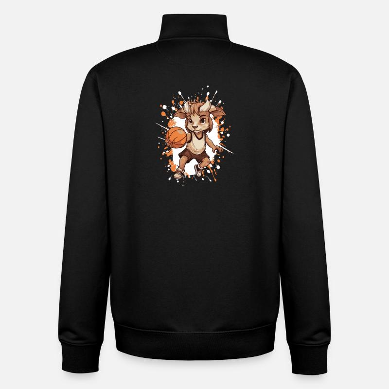 Dribble de chèvre au basket - Sweat zippé unisexe en coton bio Stanley/Stella - noir