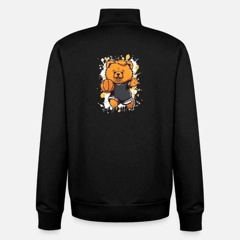Kleiner Bär mit Basketball - Unisex Organic Zip Sweatshirt von Stanley/Stella - Schwarz