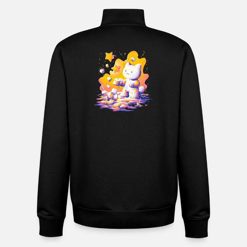 Palette néon Cat Cosmos - Sweat zippé unisexe en coton bio Stanley/Stella - noir