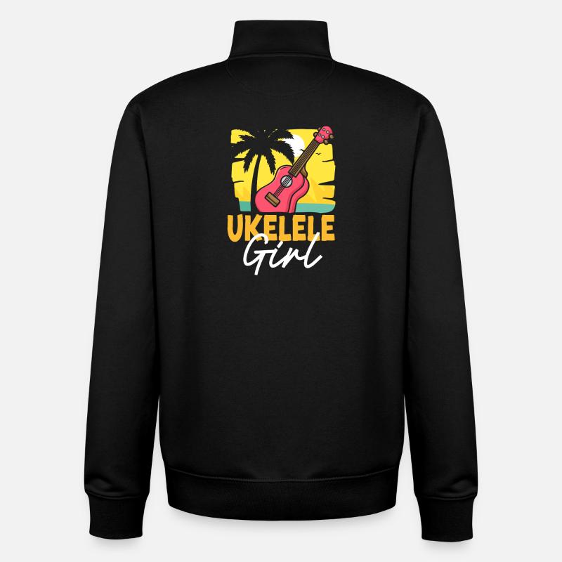 Ukulélé hawaïen ukulélé Ukulélé Girl - Sweat zippé unisexe en coton bio Stanley/Stella - noir
