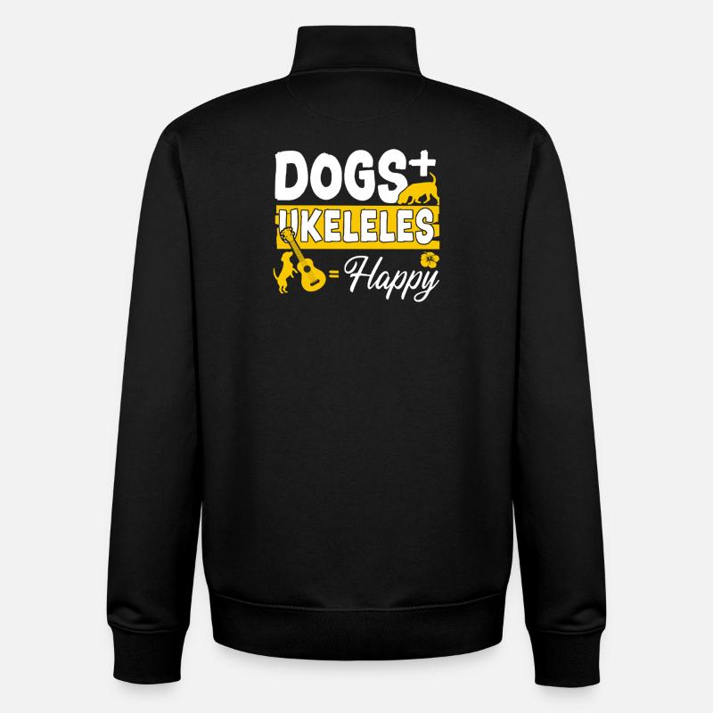 Hawaiian Ukulele Uke Dogs + - Unisex Organic Zip Sweatshirt von Stanley/Stella - Schwarz
