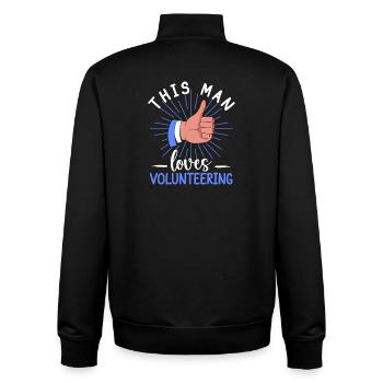 Appréciation du bénévolat Cet homme adore le bénévolat - Sweat zippé unisexe en coton bio Stanley/Stella - noir - Dos - AI Model Male 185 light (185cm)