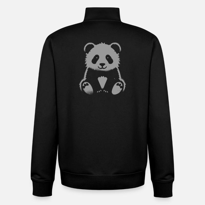 Panda mignon – Design d’animal mignon - Sweat zippé unisexe en coton bio Stanley/Stella - noir