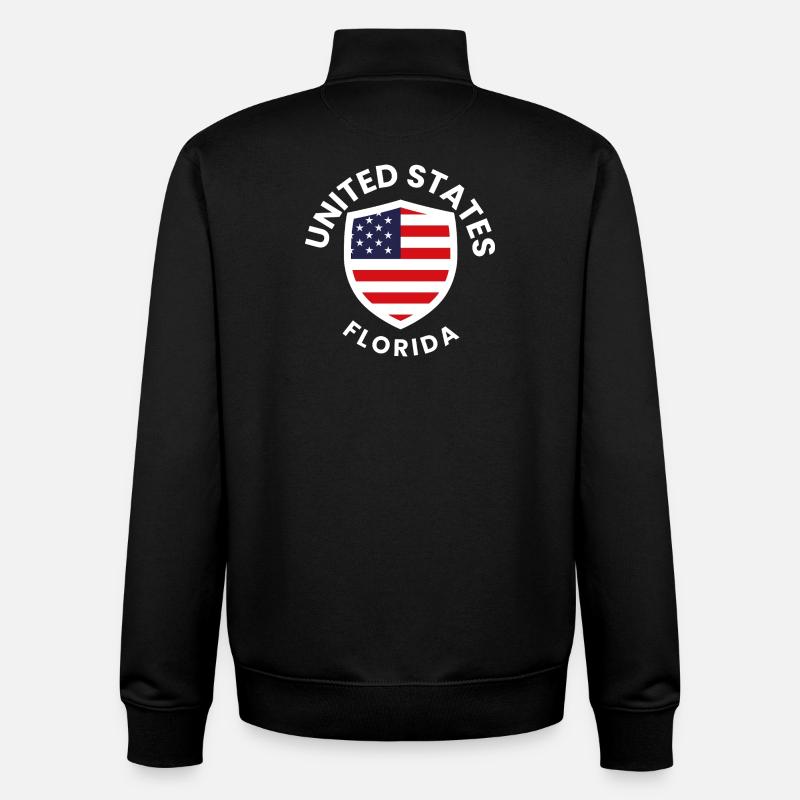 Flag Shield USA Florida - Unisex Organic Zip Sweatshirt by Stanley/Stella - black