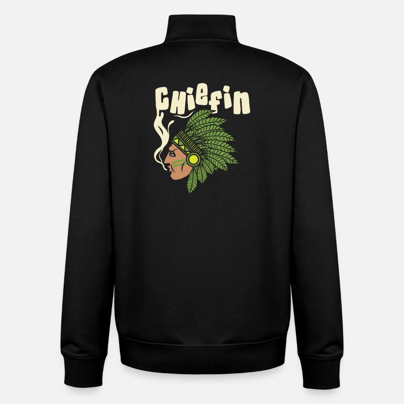 Illustration de profil de coiffe Chiefin - Sweat zippé unisexe en coton bio Stanley/Stella - noir