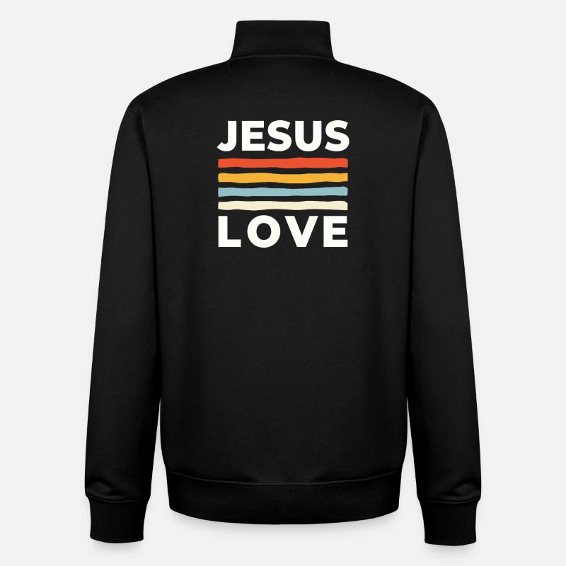 Jésus, avec amour Christliche Nächstenliebe - Sweat zippé unisexe en coton bio Stanley/Stella - noir