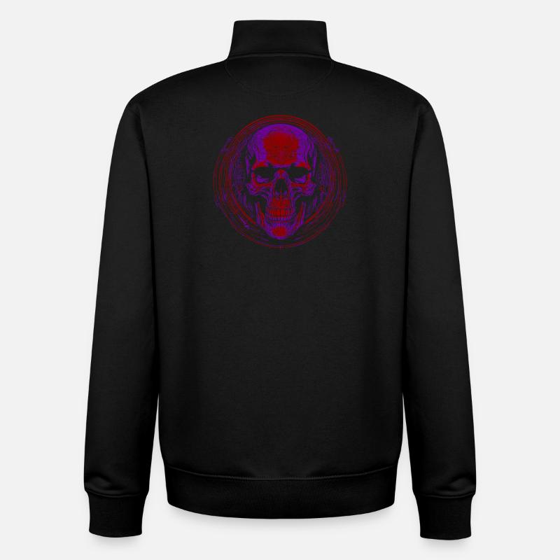 Purpurroter Schädel Mandala - Unisex Organic Zip Sweatshirt von Stanley/Stella - Schwarz