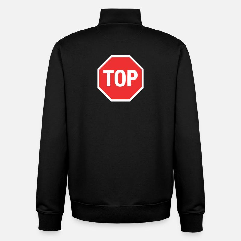 TOP ! (stop)  - Sweat zippé unisexe en coton bio Stanley/Stella - noir
