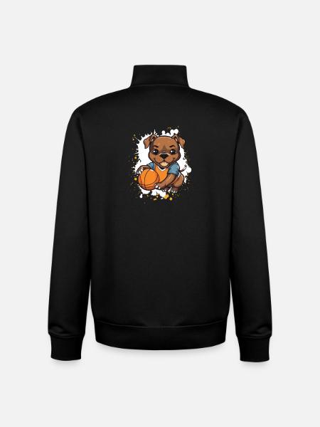 Basketball dog in comic style - Unisex Organic Zip Sweatshirt by Stanley/Stella - black
