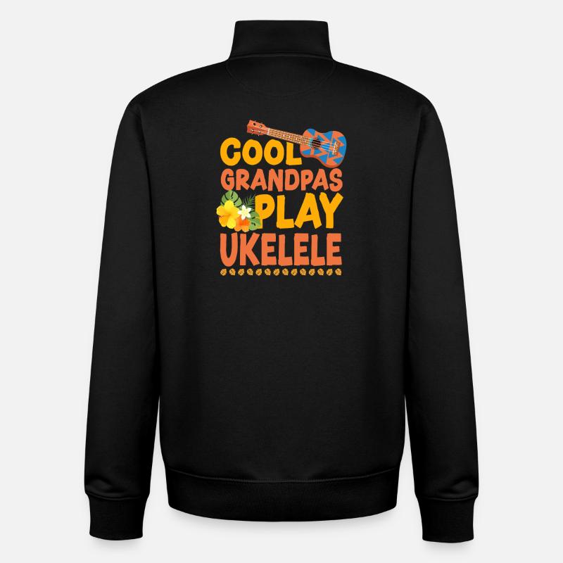 Hawaiian Ukulele Uke Cool Grandpas - Unisex Organic Zip Sweatshirt by Stanley/Stella - black