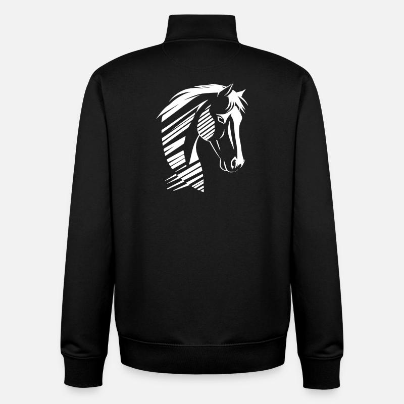 Pferdekopf Silhouette – Starkes Design - Unisex Organic Zip Sweatshirt von Stanley/Stella - Schwarz