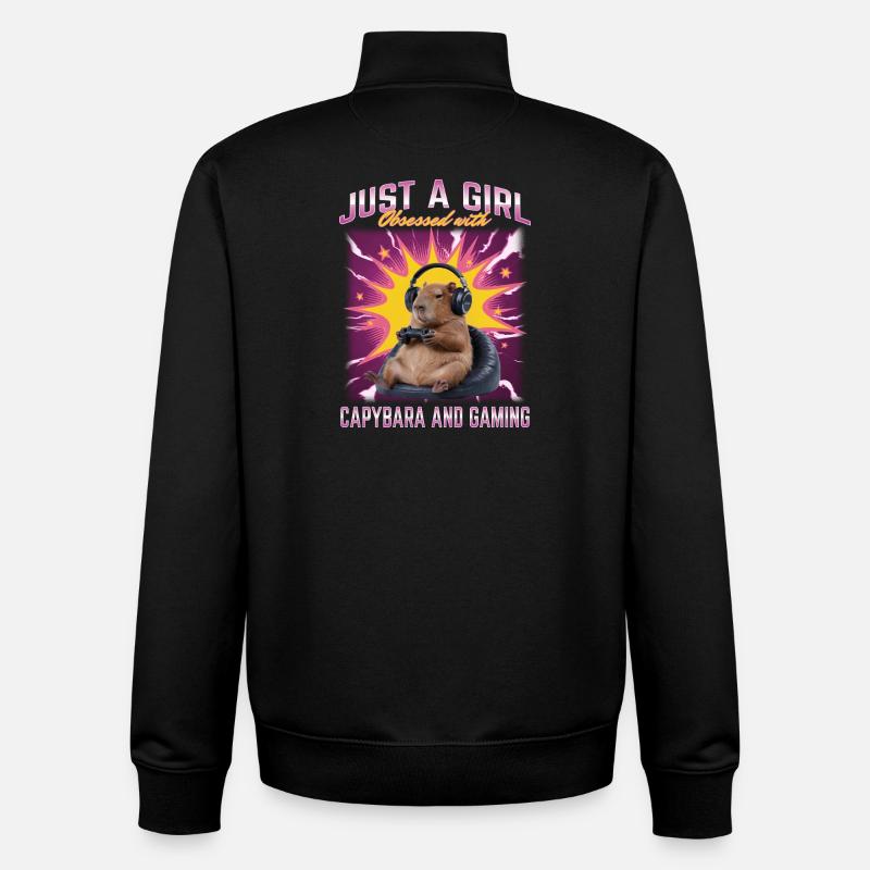 Joueur Drôle de Capybara - Sweat zippé unisexe en coton bio Stanley/Stella - noir