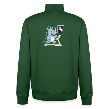 Laufband-Nashorn – lustiges Einhorn-T-Shirt - Unisex Organic Zip Sweatshirt von Stanley/Stella - Flaschengrün - Hinten - AI Model Male 185 dark (185cm)