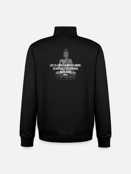 Fluss-Buddha-Zitat-Tee - Unisex Organic Zip Sweatshirt von Stanley/Stella - Schwarz