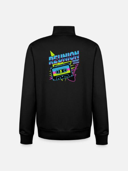 Retro Reunion ’80s Neon Cassette - Unisex Organic Zip Sweatshirt by Stanley/Stella - black