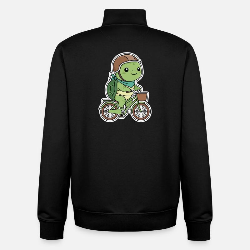 Tortue verte à vélo - Sweat zippé unisexe en coton bio Stanley/Stella - noir