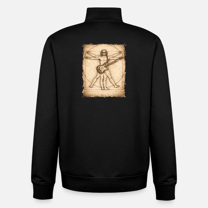 Conception du guitariste rockeur Vitruvian - Sweat zippé unisexe en coton bio Stanley/Stella - noir