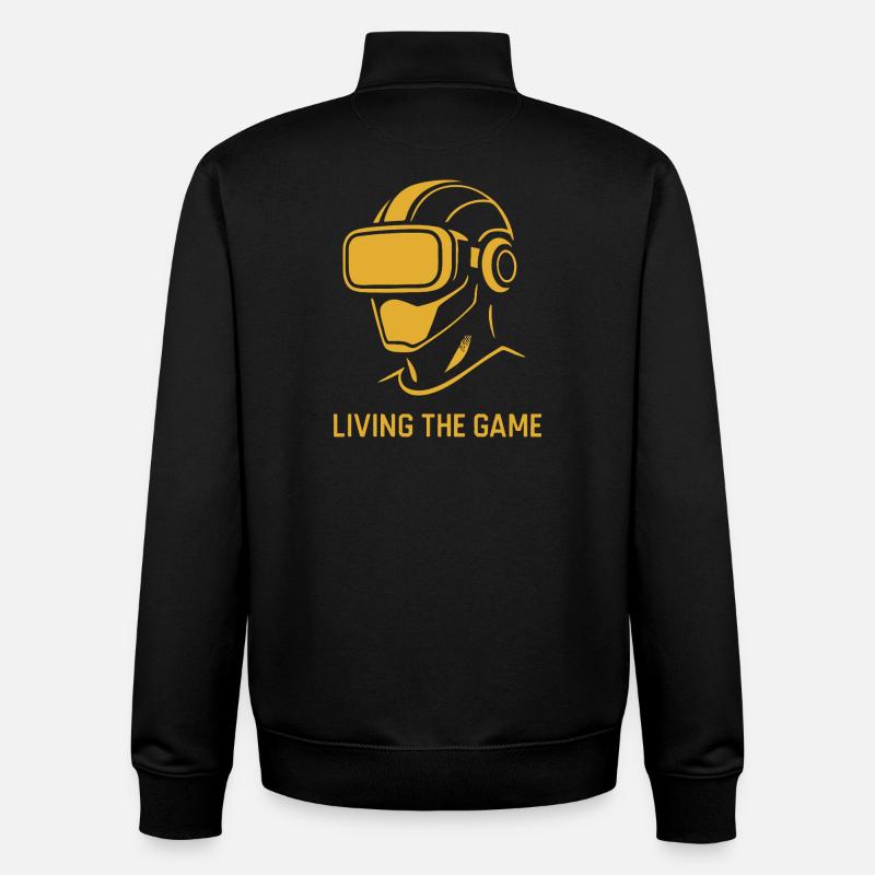 VR Doré: Living the Game - Sweat zippé unisexe en coton bio Stanley/Stella - noir