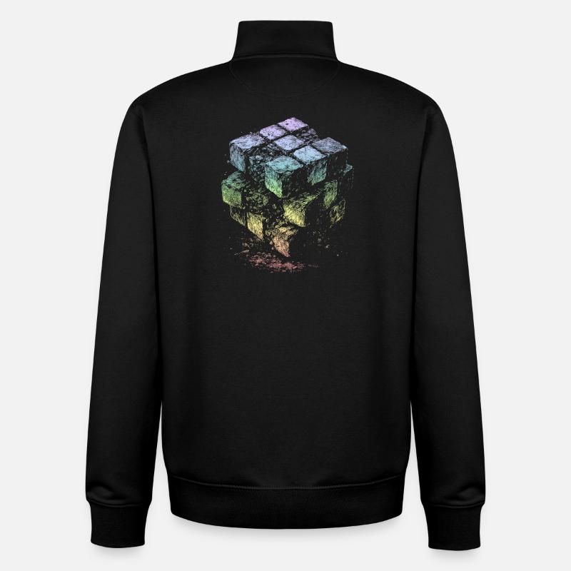 Couleurs arc-en-ciel du cube - Sweat zippé unisexe en coton bio Stanley/Stella - noir