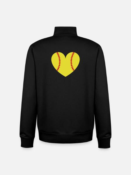 Softball heart - Unisex Organic Zip Sweatshirt by Stanley/Stella - black