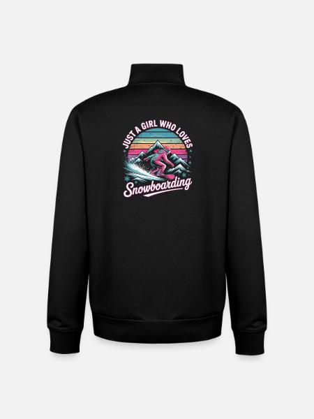 Retro snowboarding: Girl loves the slopes - Unisex Organic Zip Sweatshirt by Stanley/Stella - black