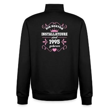 Anniversaire du plombier Né en 1995 Né à 95 ans - Sweat zippé unisexe en coton bio Stanley/Stella - noir - Dos - AI Model Male 185 light (185cm)