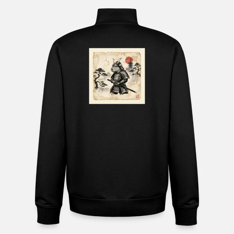 Samouraï guerrier japonais capybara - Sweat zippé unisexe en coton bio Stanley/Stella - noir