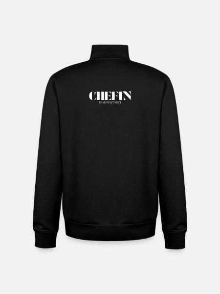 Chefin Spruch Klar statt nett - Unisex Organic Zip Sweatshirt by Stanley/Stella - black