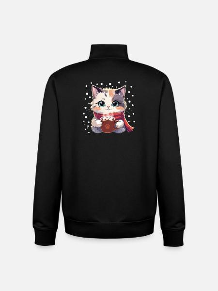 Winter Cozy Kitten - Unisex Organic Zip Sweatshirt by Stanley/Stella - black