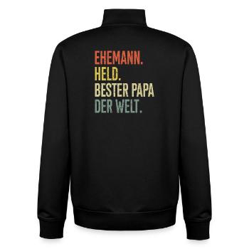 Held Papa Bester Ehemann - Unisex Organic Zip Sweatshirt von Stanley/Stella - Schwarz - Hinten - AI Model Male 185 light (185cm)