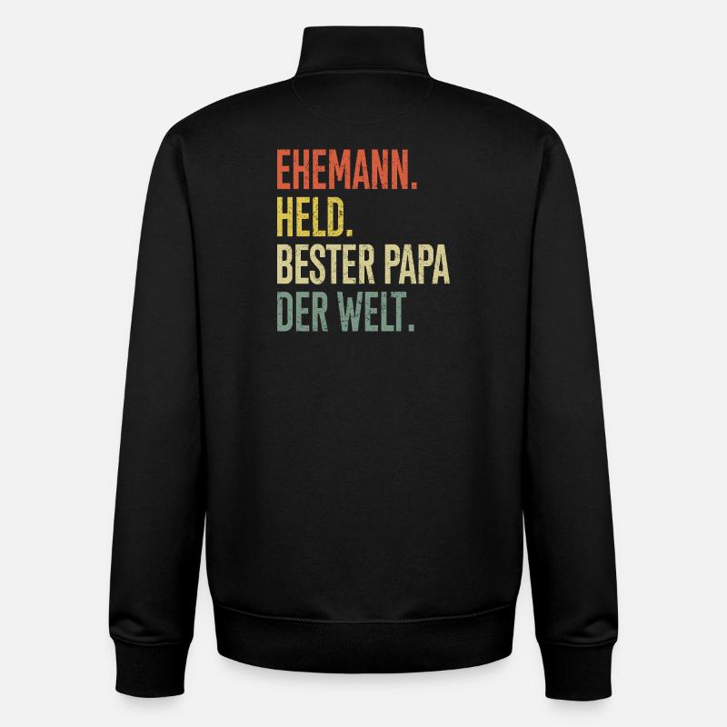 Held Papa Bester Ehemann - Unisex Organic Zip Sweatshirt von Stanley/Stella - Schwarz