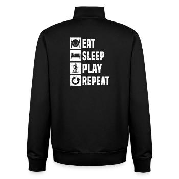 Clear floorball motif for every day - Unisex Organic Zip Sweatshirt by Stanley/Stella - black - Back - AI Model Male 185 light (185cm)